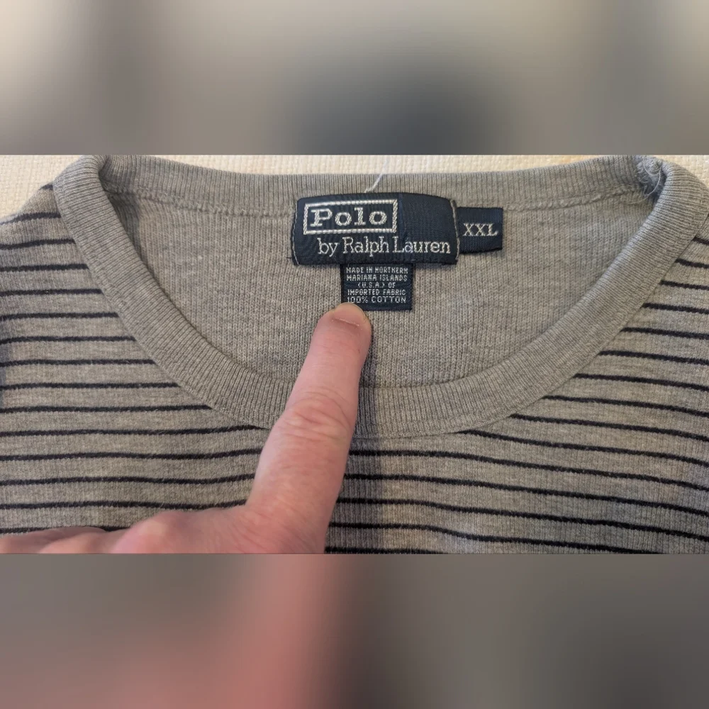 Polo Ralph Lauren Men's Gray Navy Striped Long Sleeve Shirt 100% Cotton Size XXL - Picture 3 of 13